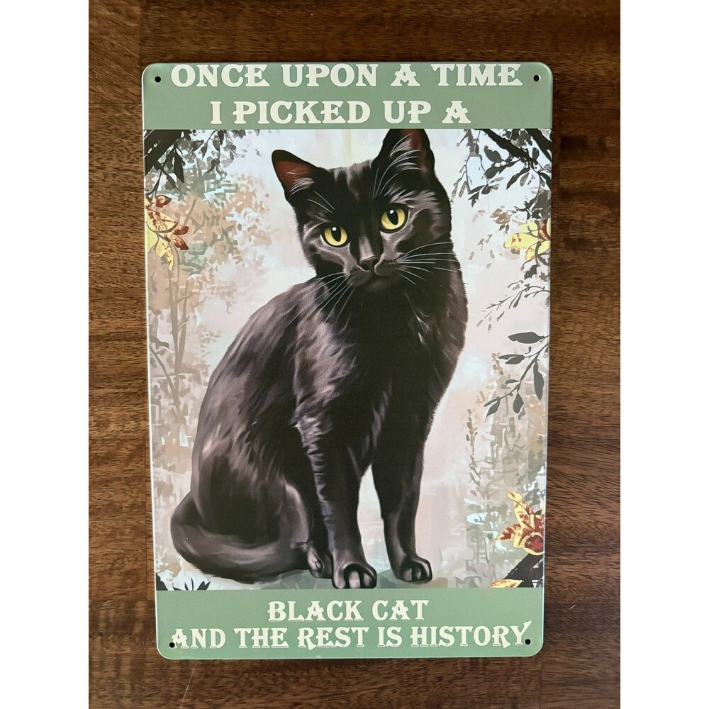 Once Upon A Time I Picked Up A Black Cat Vintage Style Metal Tin Sign - 12x8